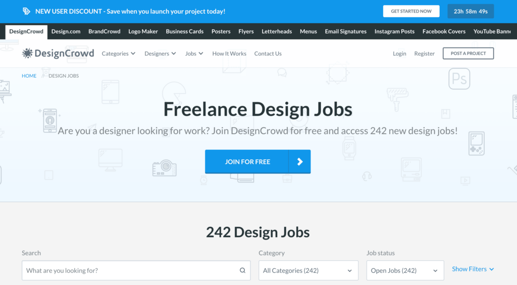 Job page of DesignCrowd