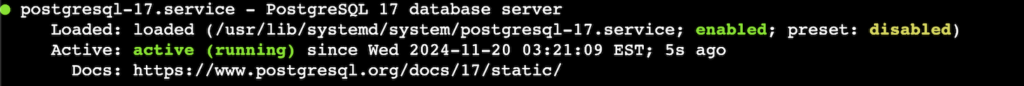 Systemctl shows postgresql service status