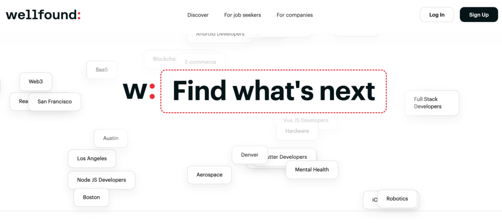 Homepage of Wellfound