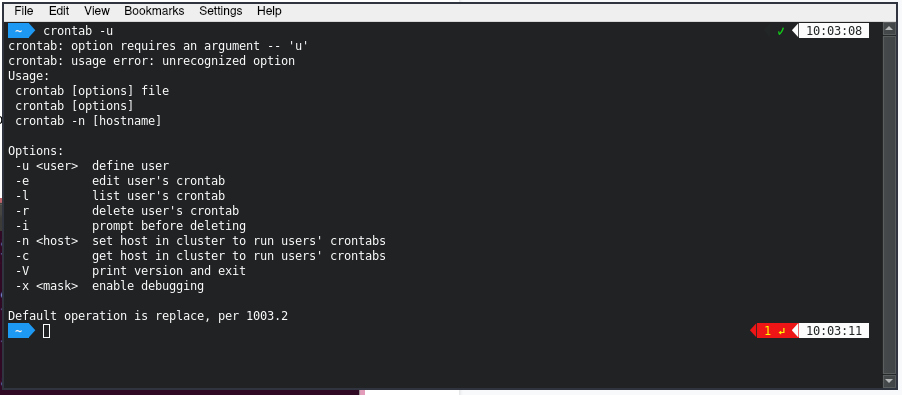 Examples of basic cron operations.