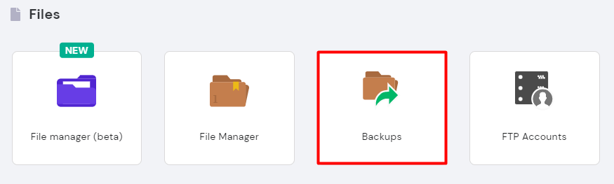 Selecting backups on the hPanel dashboard.