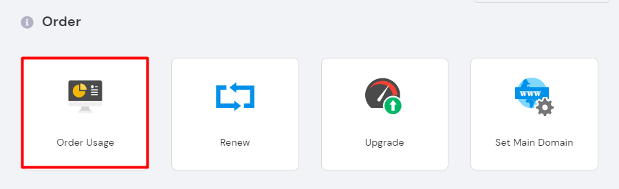 Selecting order usage on the hPanel dashboard.