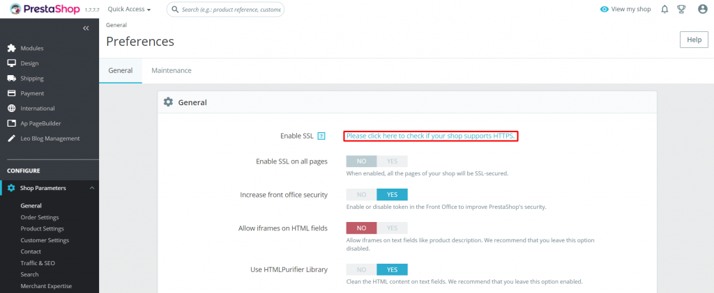 How to enable SSL on PrestaShop