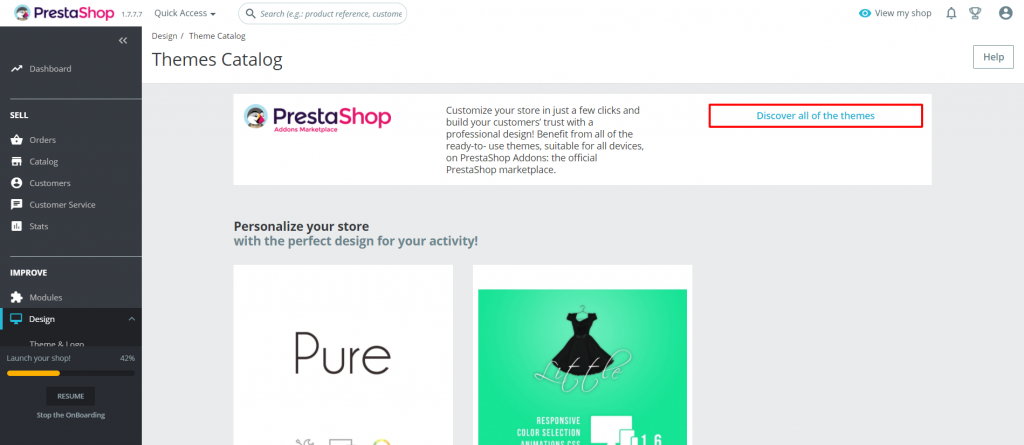 PrestaShop theme catalog