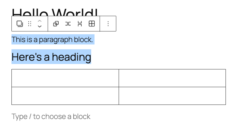 Rearranging multiple blocks using the drag feature