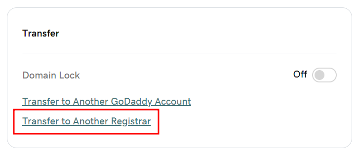 GoDaddy Transfer to Another Registrar option