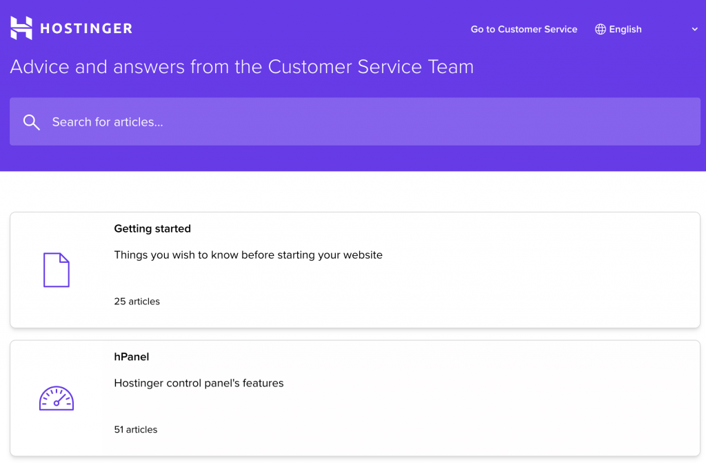 Hostinger's knowledge base