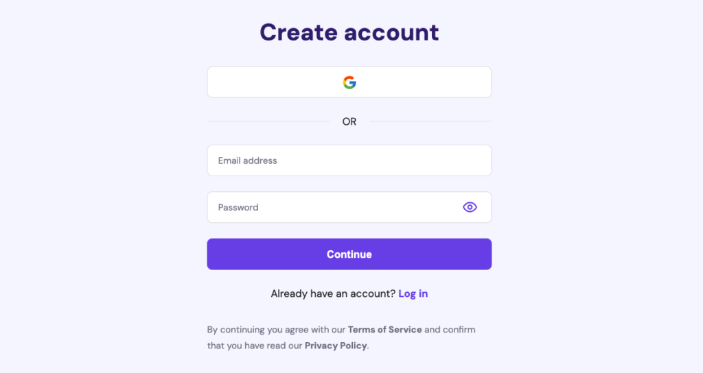 Create a Hostinger account