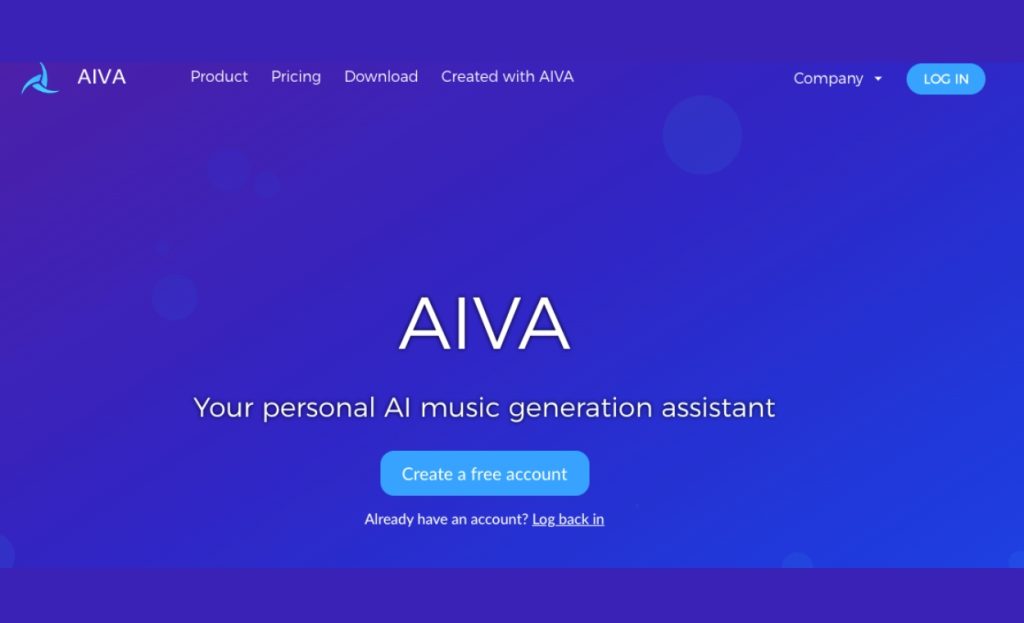 AIVA homepage
