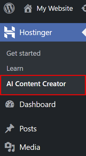 Accessing Hostinger's AI Content Creator from the WordPress dashboard