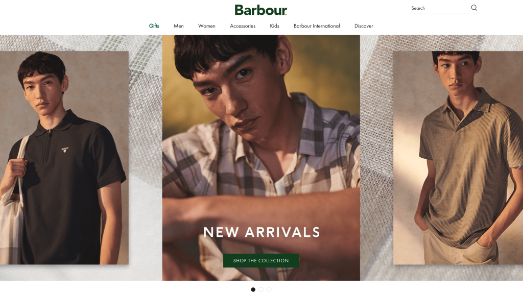 Barbour official store's homepage