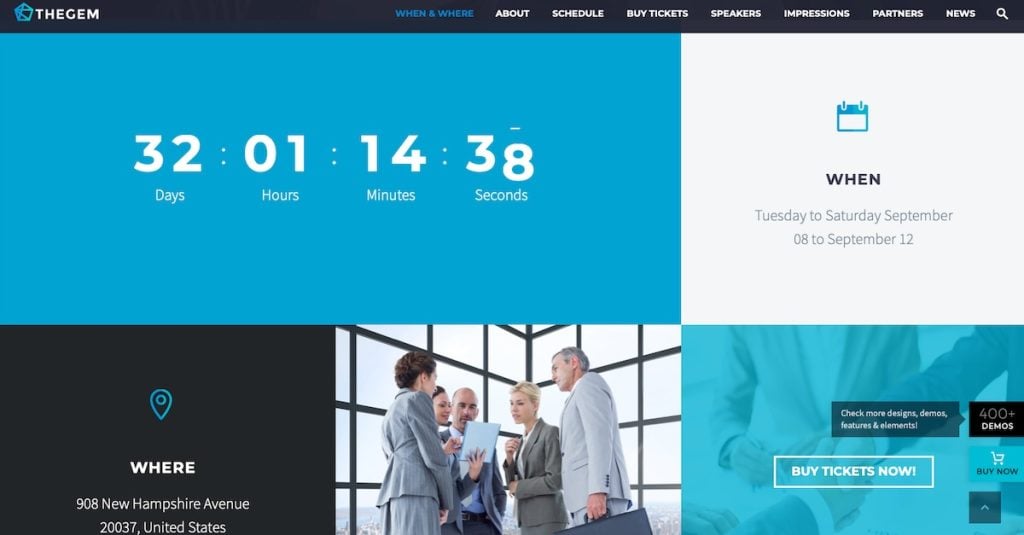 The Business & IT Event demo with a large countdown to the event