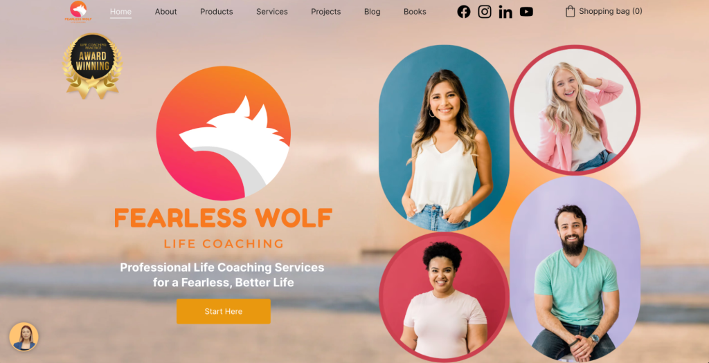 Fearless Wolf life Coaching landing page