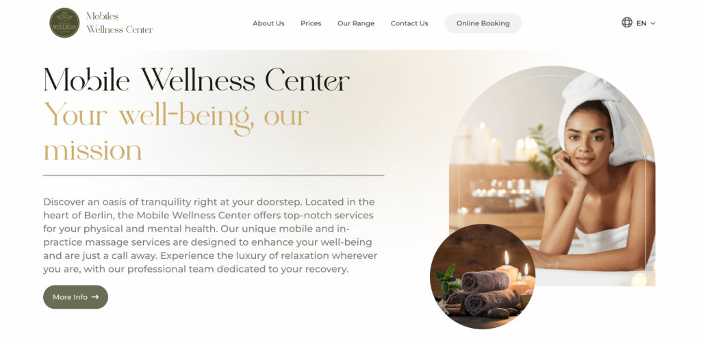Mobiles Wellness Center landing page
