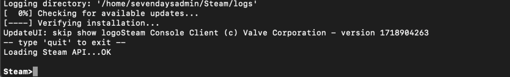 SteamCMD shell in Terminal