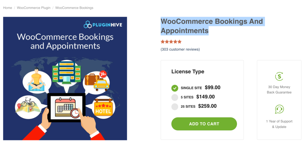 WooCommerce Bookings And Appointments plugin homepage