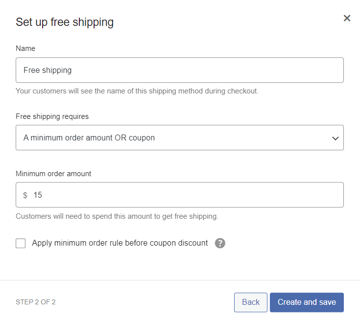 Configuring the shipping method's requirements for a WooCommerce store