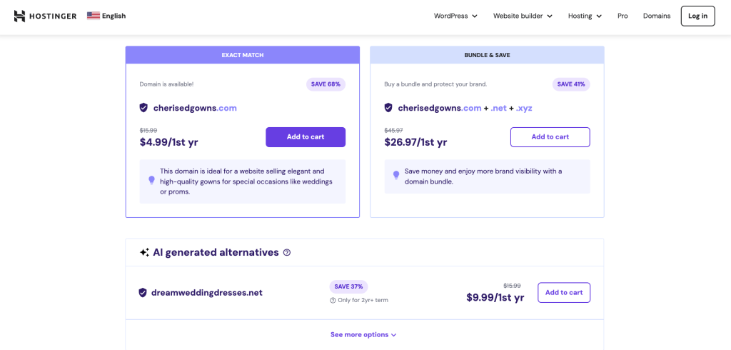 Domain bundle in Hostinger