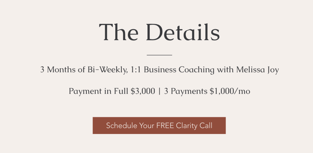 Melissa Joy business coaching payment terms