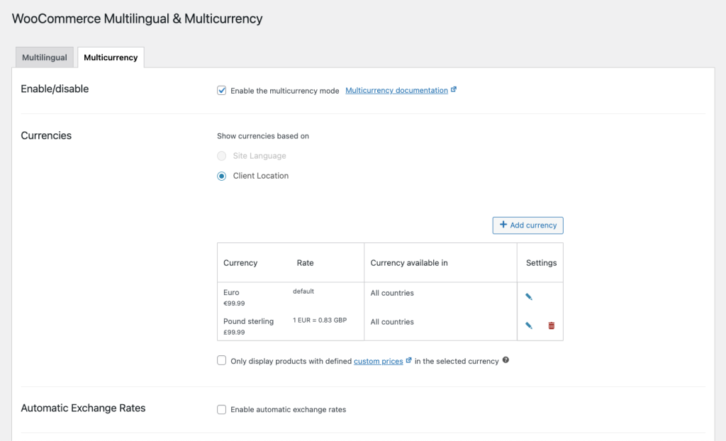 WooCommerce Multilingual & Multicurrency with WPML inteface