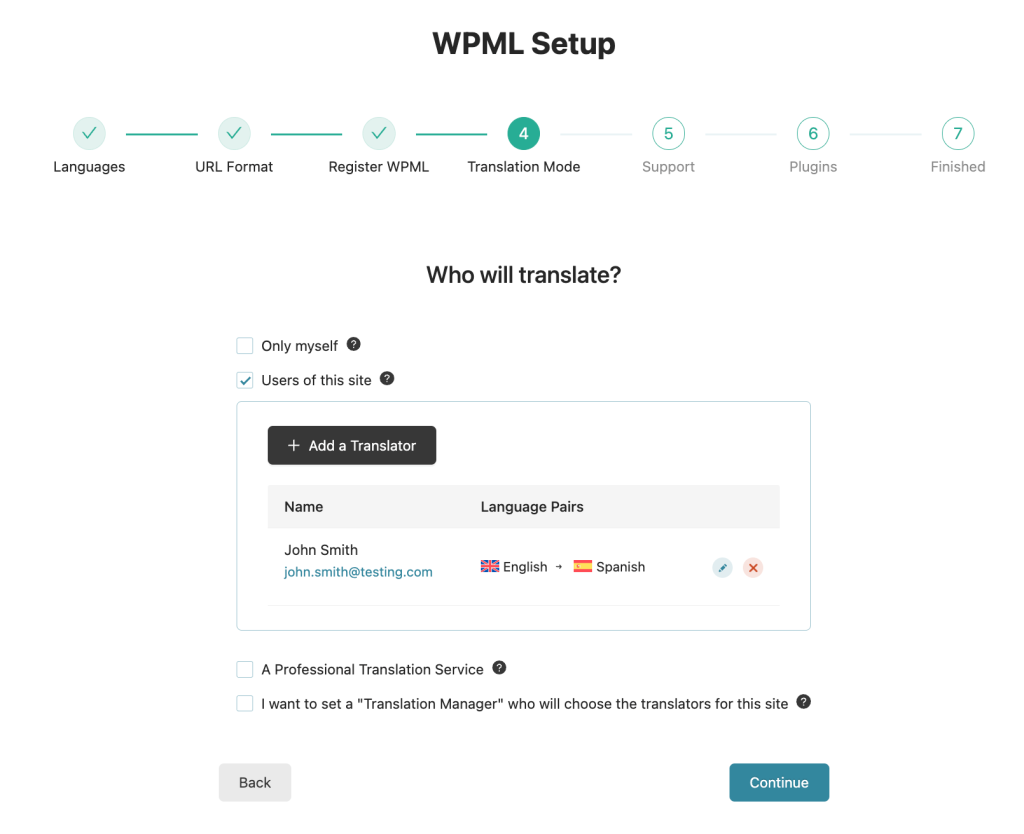 WPML interface