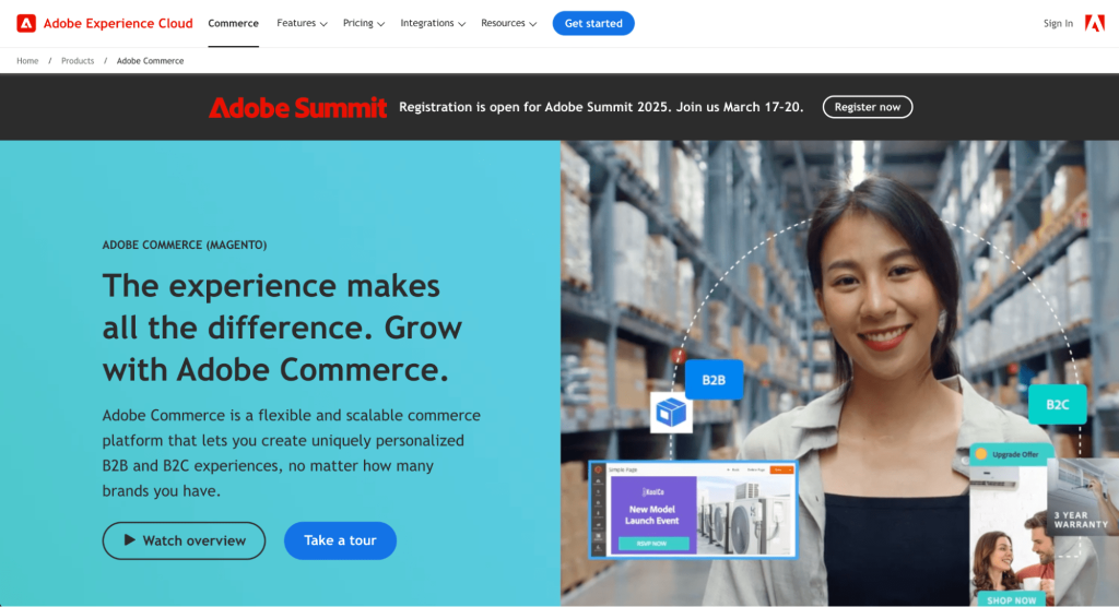 Adobe Commerce landing page
