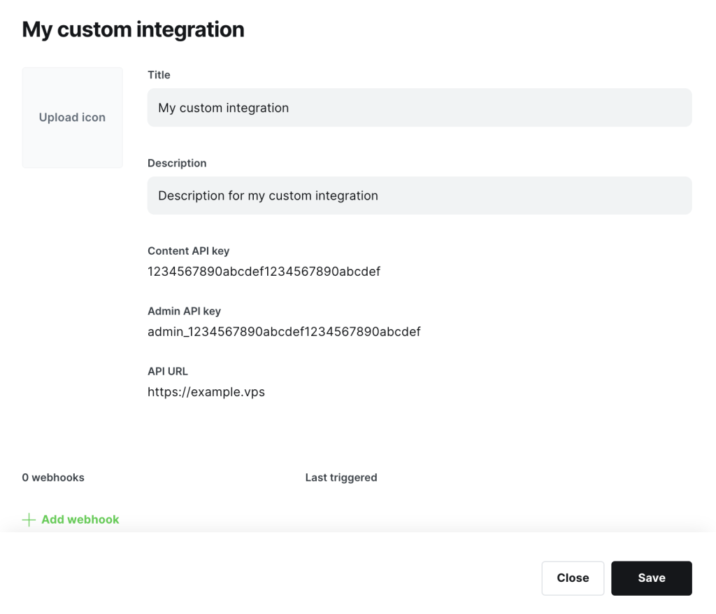 Ghost custom integration