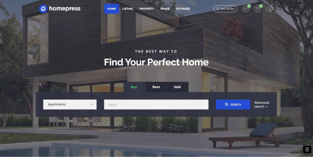 The HomePress theme's demo page