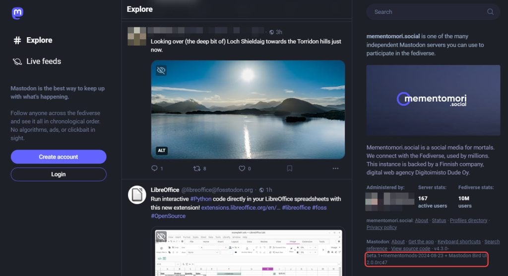 Mastodon instance using the open-source Bird UI