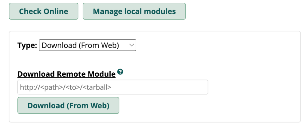 Module upload menu on FreePBX dashboard