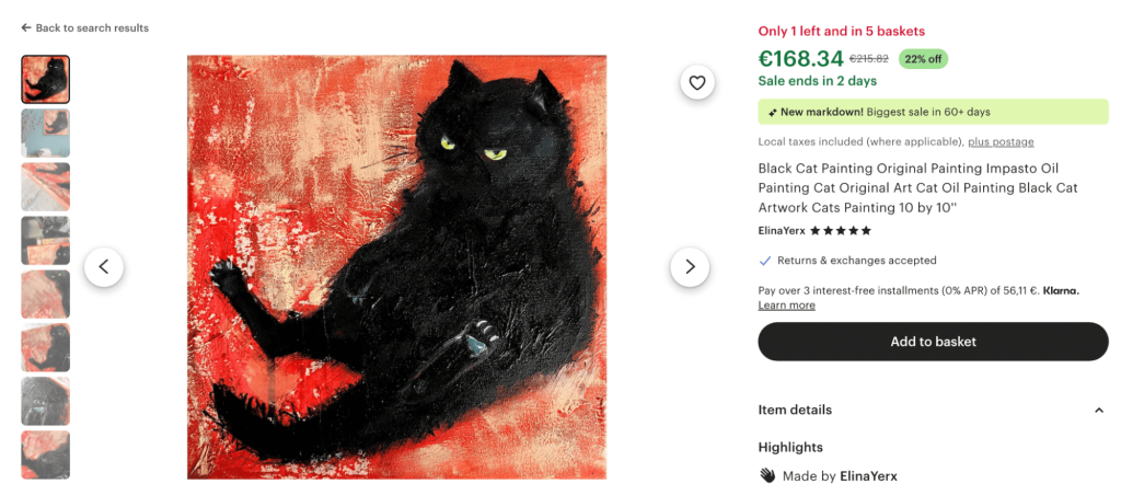 Custom art pricing example