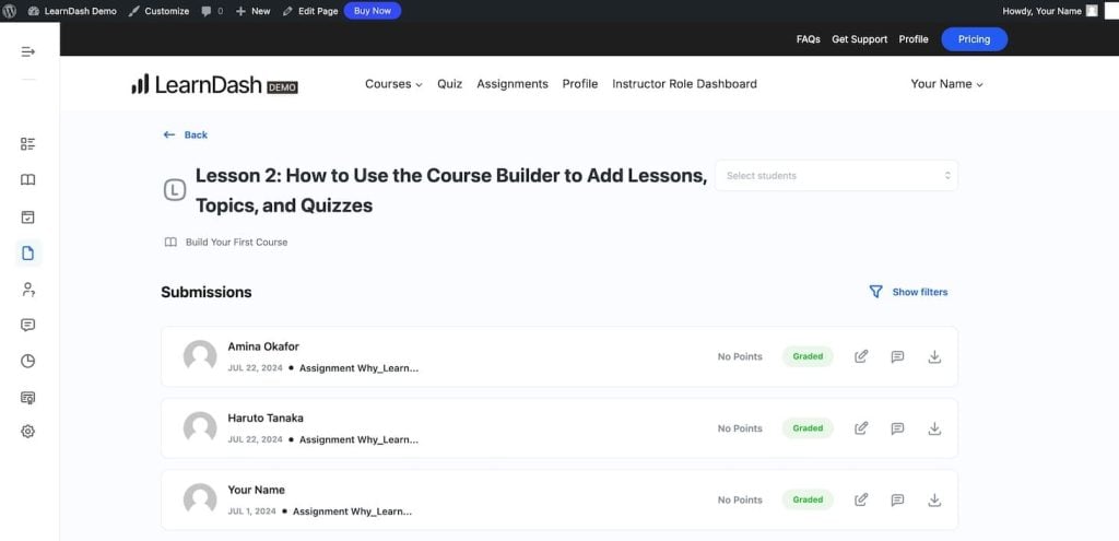 LearnDash course builder