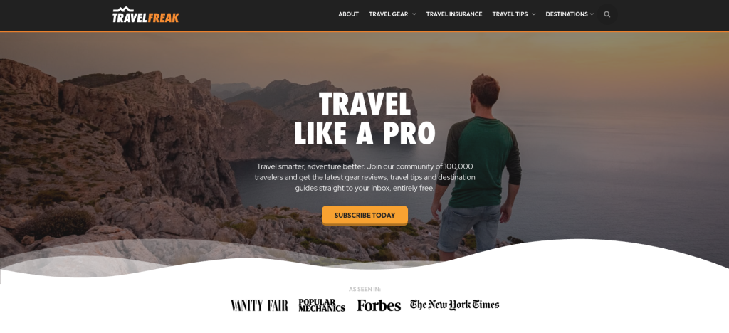 TravelFreak homepage