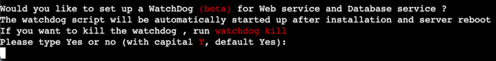 CyberPanel installer asks user about WatchDog setup