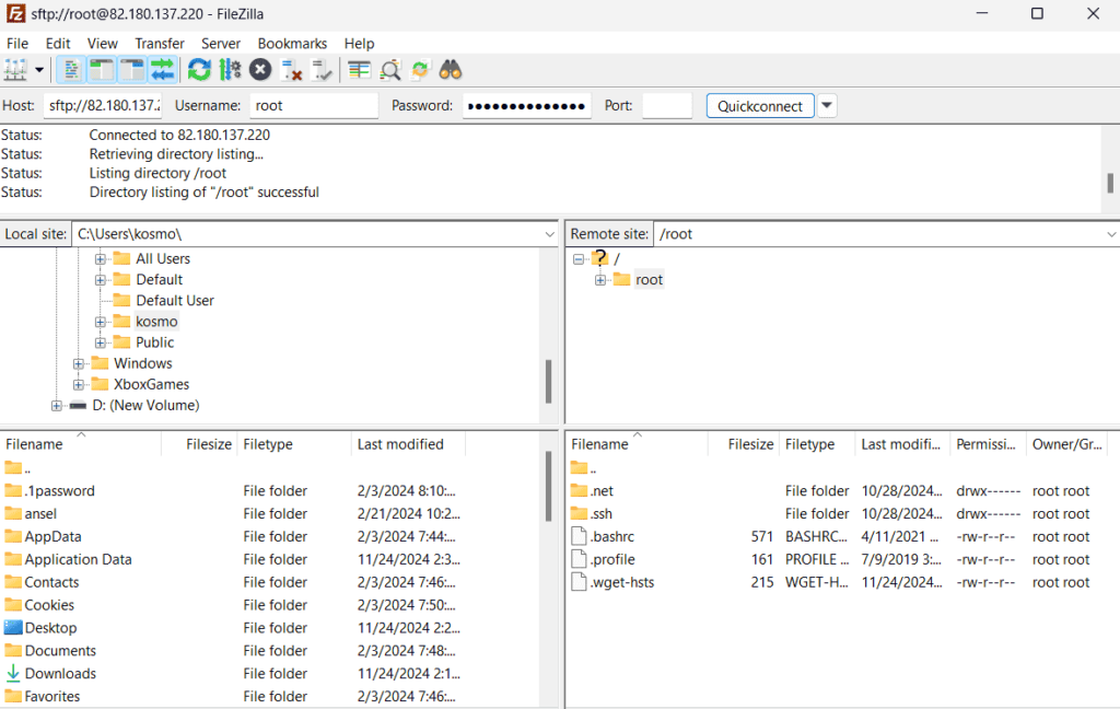 Log into your FTP client using credentials from Hostinger.