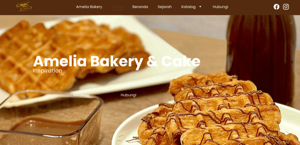 Homepage of Amelia Bakery and Cake